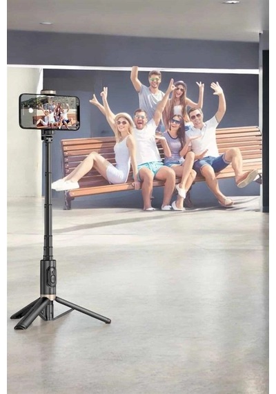 Selfie Çubuğu Tripod Kumandalı Telefon Tutucu Siyah Renkli 62465998