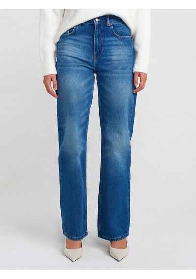 Dilvin 71742 Lazer Yıkama Stright Denim Pantolon Mavi