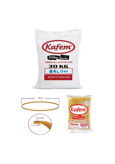 180 X 3 Mm Kafem Ambalaj Lastiği 30 Paket X 1000 Gram Koli