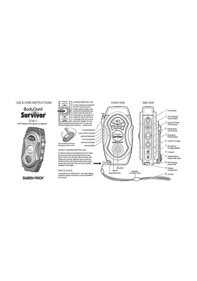 Swisstech Bodygard Survivor 12 In 1 Otomatik Acil Durum Rehberi Renkli