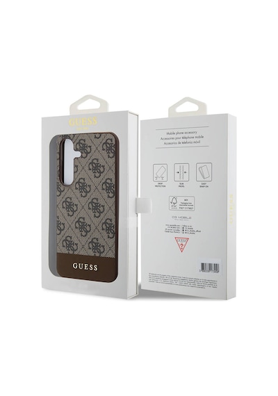 Galaxy S24 Plus Uyumlu Kılıf Guess Lisanslı Pu Deri Şerit Logo Dizaynlı Kapak Siyah
