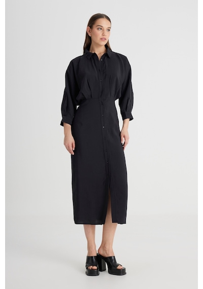 Lee Loose Fit Rahat Kesim Siyah Gömlek Elbise L241612001 Siyah