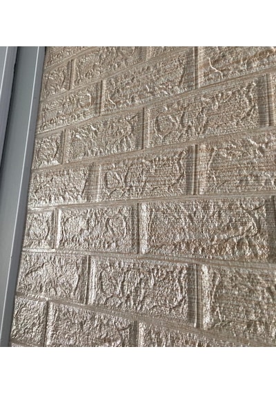 Yapışkanlı 3d Çizgili Krem Duvar Kağıdı Paneli Nw96 70x38
