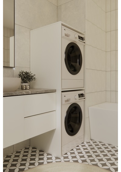 Odaco Premium Çkmd-02 %100 Mdf Çamaşır Ve Kurutma Makinası Dolabı Beyaz
