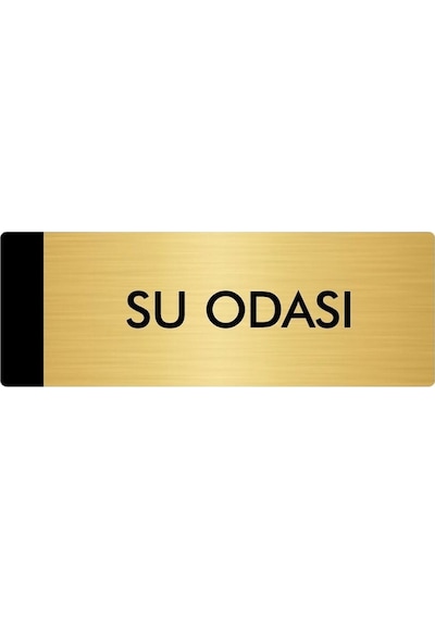 Metal Yönlendirme Levhası, Departman Kapı Isimliği Su Odası 7x20 Cm Altın Renk