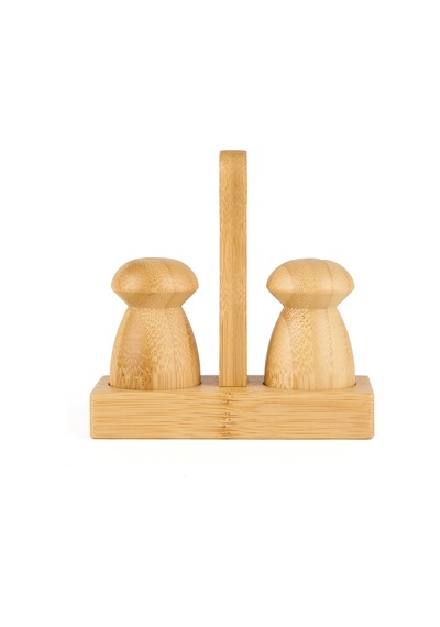 Mienn Bambu Mini Tuzluk Biberlik - Kahverengi - 12x5,2x12 Cm Renkli