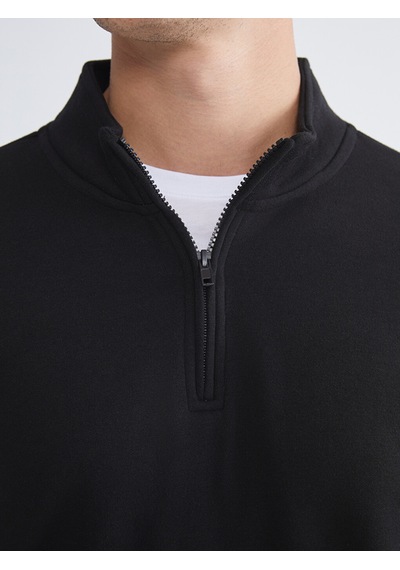 Lcwaıkıkı Classic Siyah Dik Yaka Uzun Kollu Erkek Kalın Sweatshirt
