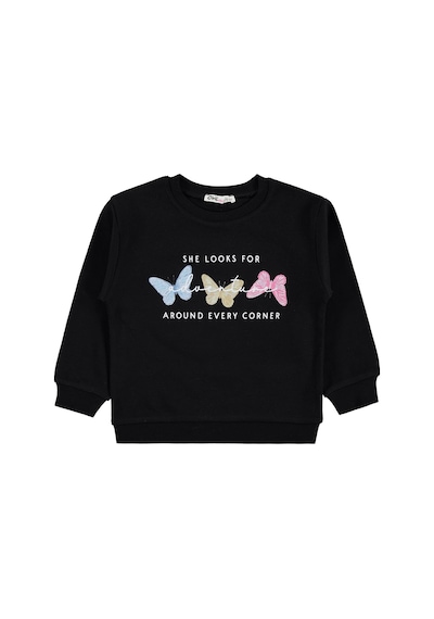 Civil Girls Renkli Kelebek Baskılı 2-5 Yaş Sweatshirt - Siyah