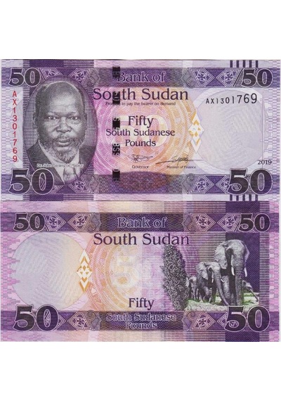 Güney Sudan 50 Pound 2019 Afrika Fili Temalı. Çil Kondisyon.