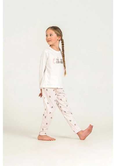 Rolypoly Kız Çocuk Baskılı Pijama Takımı Beyaz Rp3912-3