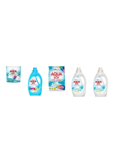 Aquabor Doğal Mineralli Tablet + Sıvı Renkliler + 4 Kg Renkliler + Sıvı Beyaz + Sıvı Beyaz 5 Li Set 0.75 LT - 2.5 LT - 12 KG