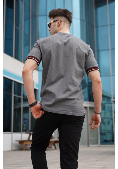 Madmext Füme Basic Erkek Tişört Füme