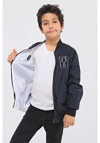 Benitto Kids Benittokids Çift Taraflı Erkek Çocuk Yağmurluk 51268L Lacivert-Beyaz