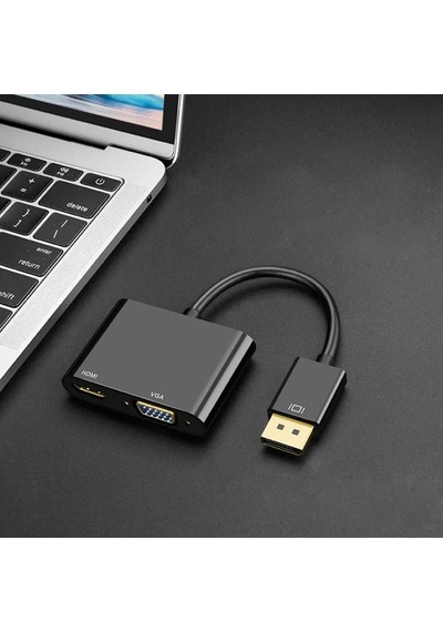 Çoklayıcı Adaptör 2 İn 1 Dp To Vga Hdmı Kasa Bilgisayar Uyumlu Çevirici Adaptör Çok Portlu Çoklayıcı 2in1 Displayport To Vga Hdmı Zr723