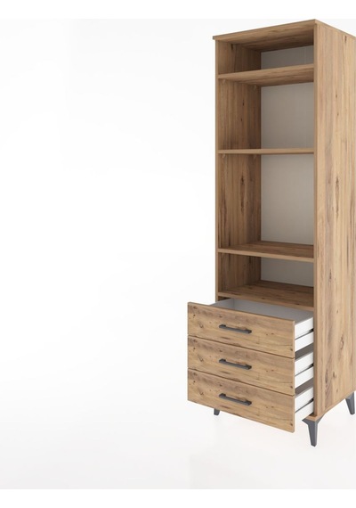 Hyperion Dolap 4 Raflı 3 Çekmeceli 60x44x195 Çam-çam Atlas Çam