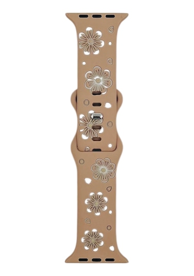 Nettech Apple Uyumlu Watch  Seri 40/38 Mm   Desenli Silikon Kordon - Krem