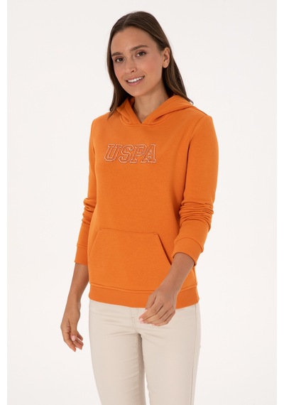 U.S. Polo Assn. Kadın Bakır Şardonlu Kapüşonlu Basic Sweatshirt 50313566-VR182