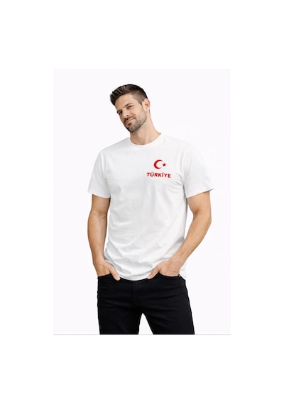 Novalisse Erkek Türkiye Ay Yıldız Baskılı Taraftar Forma T-shirt - Beyaz Çoklu Renk
