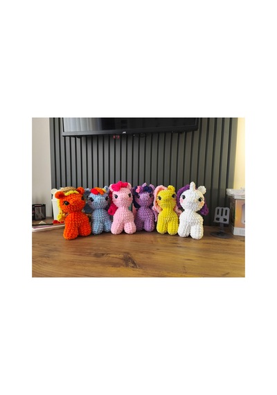 El Yapımı Tığ İşi My Little Pony Peluş Oyuncak Mane Six Set My Lıttle Pony 6lı Set Applejack, Rainbow Dash, Pinkie Pie, Twilight Sparkle, Fluttershy, Rarity Çok Renkli