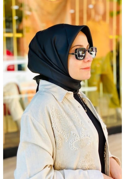BELLİ Düz Fon İpek Twill Eşarp 4053 Siyah - 01