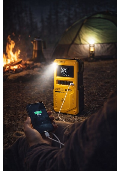 Taşınabilir Araç Akü Takviye Ve Hava Kompresörü 10000mah 150 Psı Jump Starter Powerbank Led