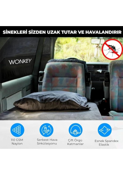 Wonkey - 2'li Paket Araba Yan Cam Perdesi, Oto Perde, Otomobil Yan Cam Güneşliği Sineklik, Araç İçi Arka Cam Güne