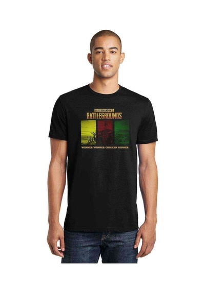 Pubg Winner Chicken Dinner Baskılı Siyah Erkek Tshirt