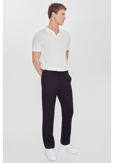 Altınyıldız Classıcs Erkek Sıyah Regular Fit Normal Kesim Yan Cepli Armürlü Casual Pantolon Siyah