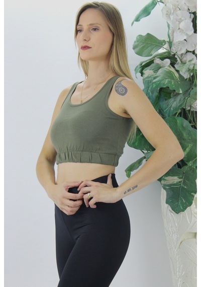 Beli Lastikli Crop Haki - Lks2907.022-9051141152517