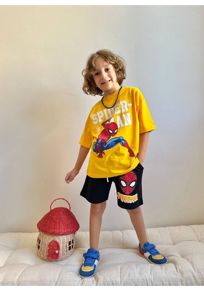 Jolly Kids Erkek Çocuk Basklı Şortlu Takım 3-10 Yaş Sarı