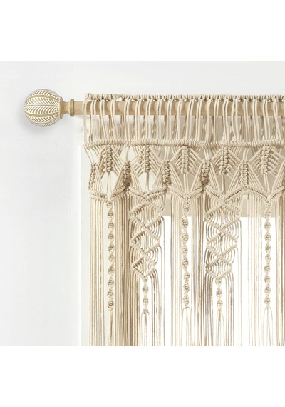 Boho Makrame Dokulu Pamuk Saçak/mutfak Perdesi/duvar Dekoru, 50,8 Cm U X 127 Cm G, Nötr Çok Renkli