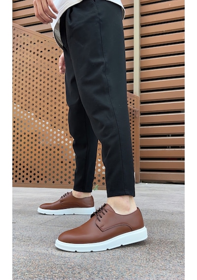 Ba0003 Bağcıklı Klasik Taba Beyaz Kalın Taban Casual Erkek Ayakkabı Taba