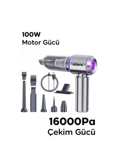 Ezere 16000pa Güçlü Portatif Taşınabilir Vakumlu Kablosuz Üflemeli Mini Araç Süpürgesi- 5775
