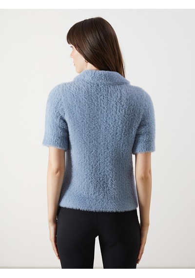 Lcw Comfort Mavi Polo Yaka Kadın Triko Kazak