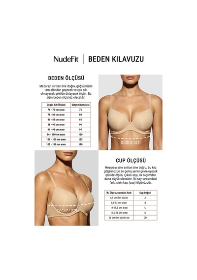 Auw Balenli Desteksiz Basic T-shirt Sütyen - Nudefit Bej