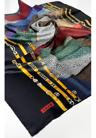 Aker Saf Twill İpek Eşarp -6592 Çok Renkli