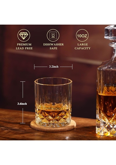 Viski Kayaları Bardak Seti Hediye Kutusunda - 2 Kristal Bourbon Bardağı Ve 2 Büyük Buz Topu Kalıbı İçerir - 10