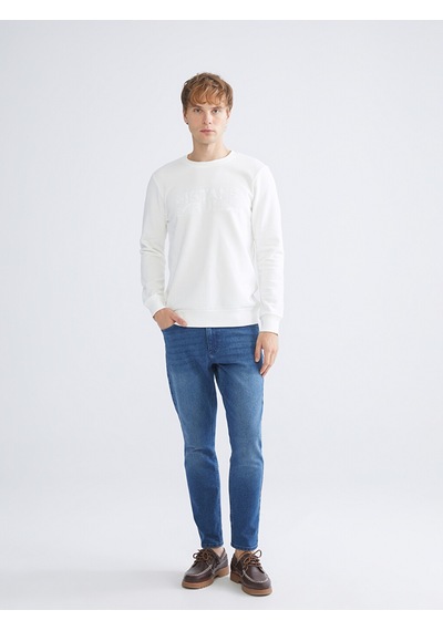 LC Waikiki Lc Waıkıkı Beyaz Bisiklet Yaka Uzun Kollu Sweatshirt