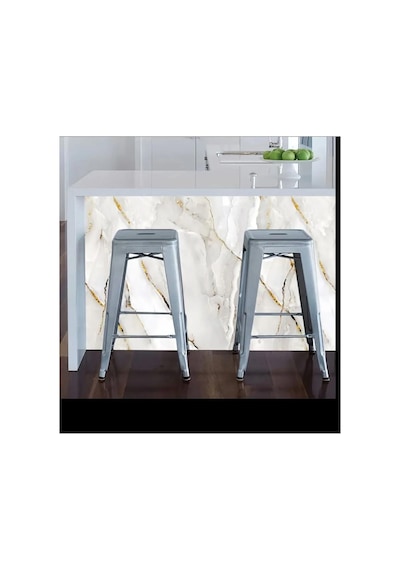 Ukab Dekor Kendinden Yapışkanlı Esnek Köpük Beyaz Pvc Mermer Panel 60x30 Cm Banyo Wc Mutfak Gri Ve Altın Desenli M