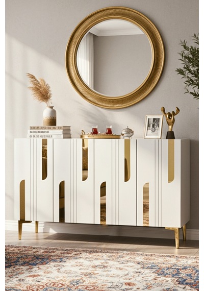 Ka1231bg Nota120 Konsol, Kahve Köşesi Ve Tv Sehpası, Çok Amaçlı Dolap Beyaz - Gold 120cm Ka1231bg Nota120 Konsol, Kahve Köşesi Ve Tv Sehpası, Çok Amaçlı Dolap Beyaz - Gold 120cm