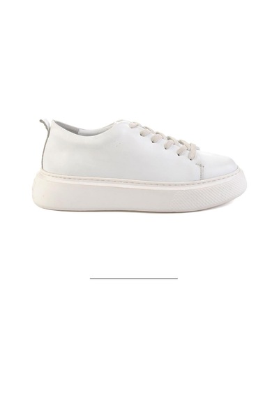 Bambi Beyaz Hakiki Deri Erkek Sneaker E01011032503 Beyaz