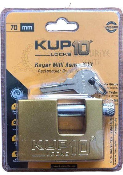 Kupa Kayar Milli Asma Kilit Sarı 70 Mm.