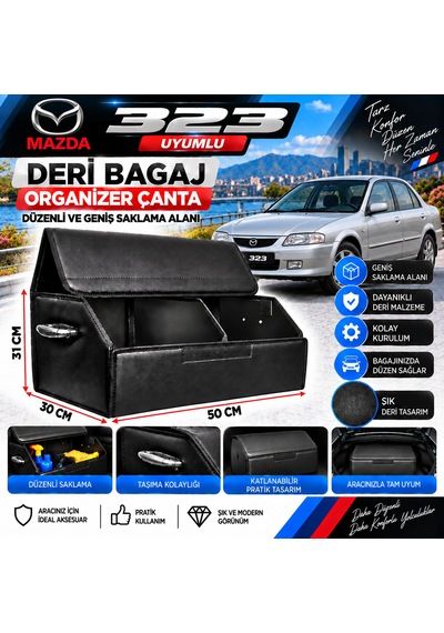 Mazda 323 Uyumlu Oto Bagaj Organizeri Deri Bagaj Kutu Çanta 1