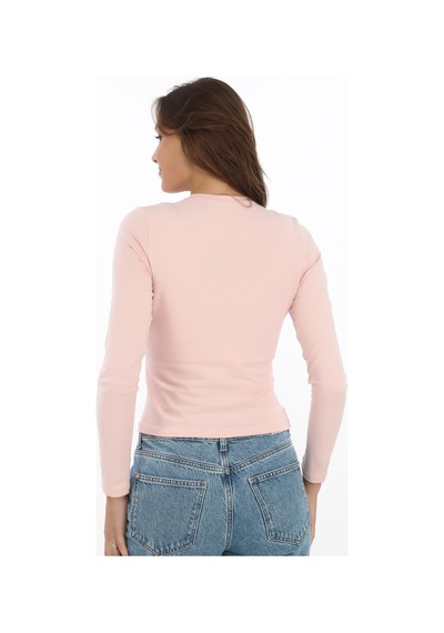 Likralı Pamuk Tişört-slim Fit -pudra Pudra