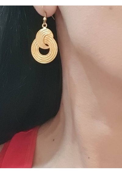 Kadın Altın Renk Kaplama Antik Çelik Sallantılı Hası Örgü Sallantılı Küpe Gold