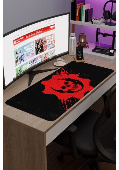 Gears Of War Kaymaz Dikişli Kauçuk Oyuncu Mousepad V2 - 90x40 Xxl Gaming Mouse Pad Fare Altlığı