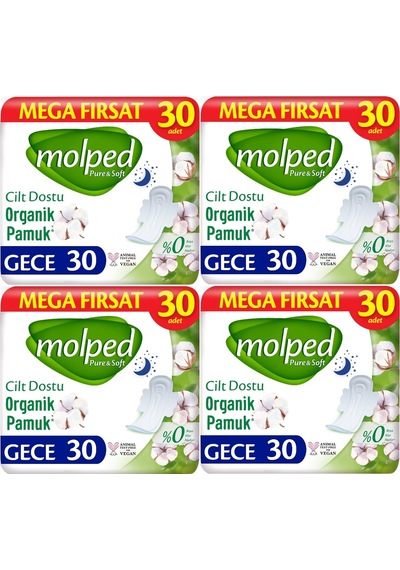 Molped Pure & Soft Hijyenik Ped Gece 4 x 30'lu