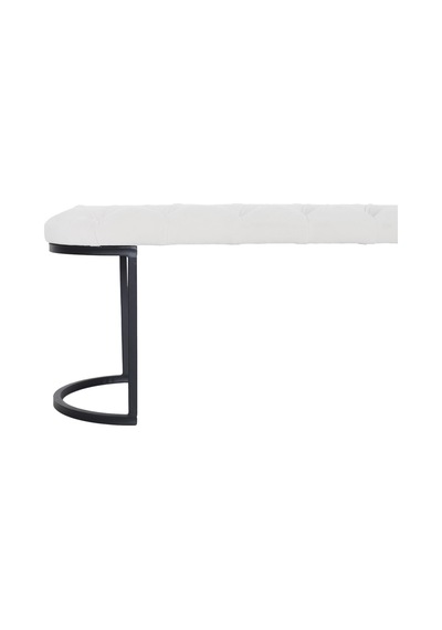 Elısse Black Puf - Metal Ayaklı Kapitoneli Model Puf, Beyaz Bench