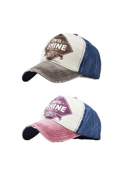 Tezzgelsin Unisex Eskitme Jewel Shine Ayarlanabilir Beyzbol Kep Şapka Baseball Şapka 2'li Set Kahverengi Kırmızı