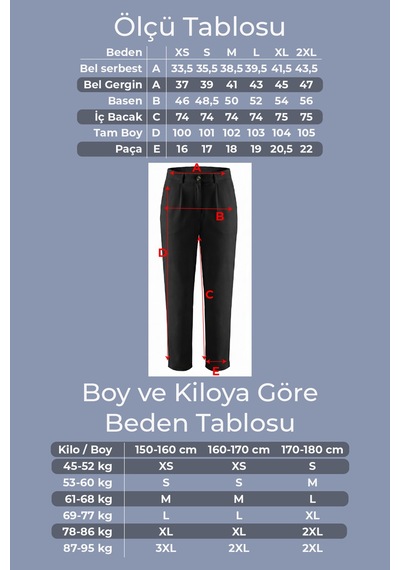 Goffra Kadın Flexon Ultra Esnek Relaxed Beli Lastikli Jogger Pantolon Siyah W702-r0433-07